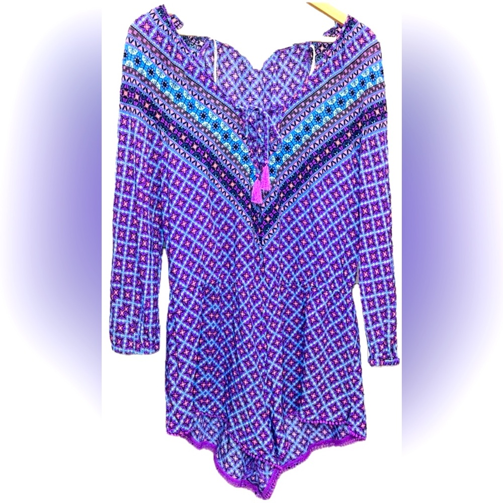 Victoria's Secret Romper Jumpsuit-Size Large, Swim coverup Blue Purple Vacation